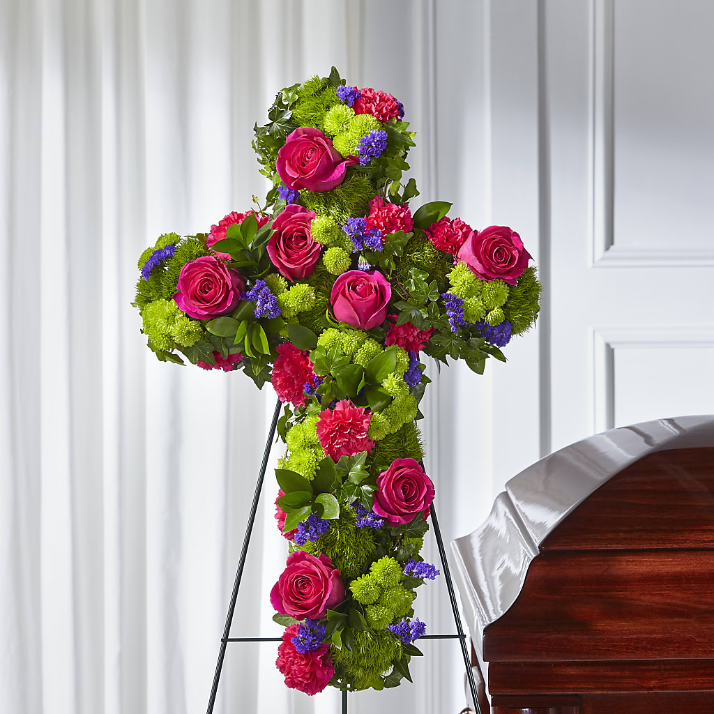 Tribute Rose Floral Cross – ANDREW'S FLOWERS, Beaverton OR