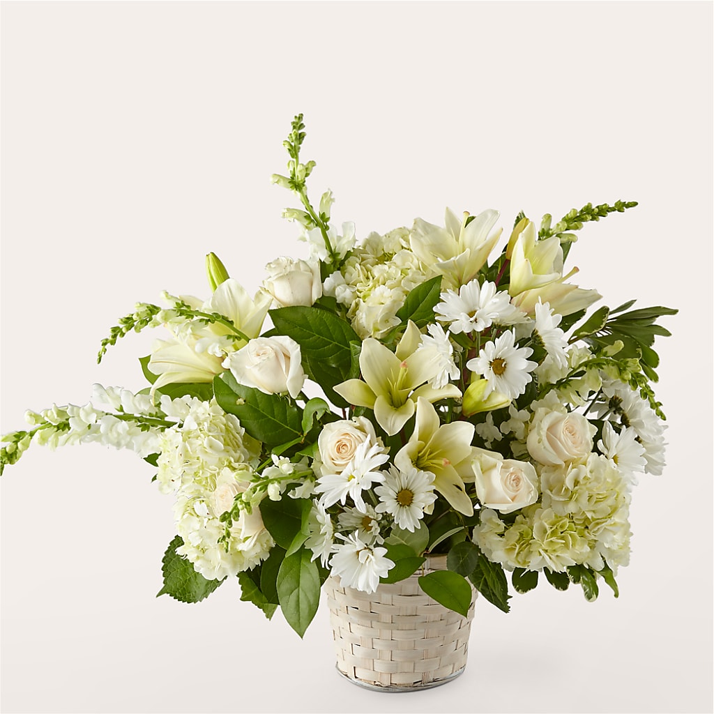Ivory Elegance Floral Basket – ANDREW'S FLOWERS, Beaverton OR