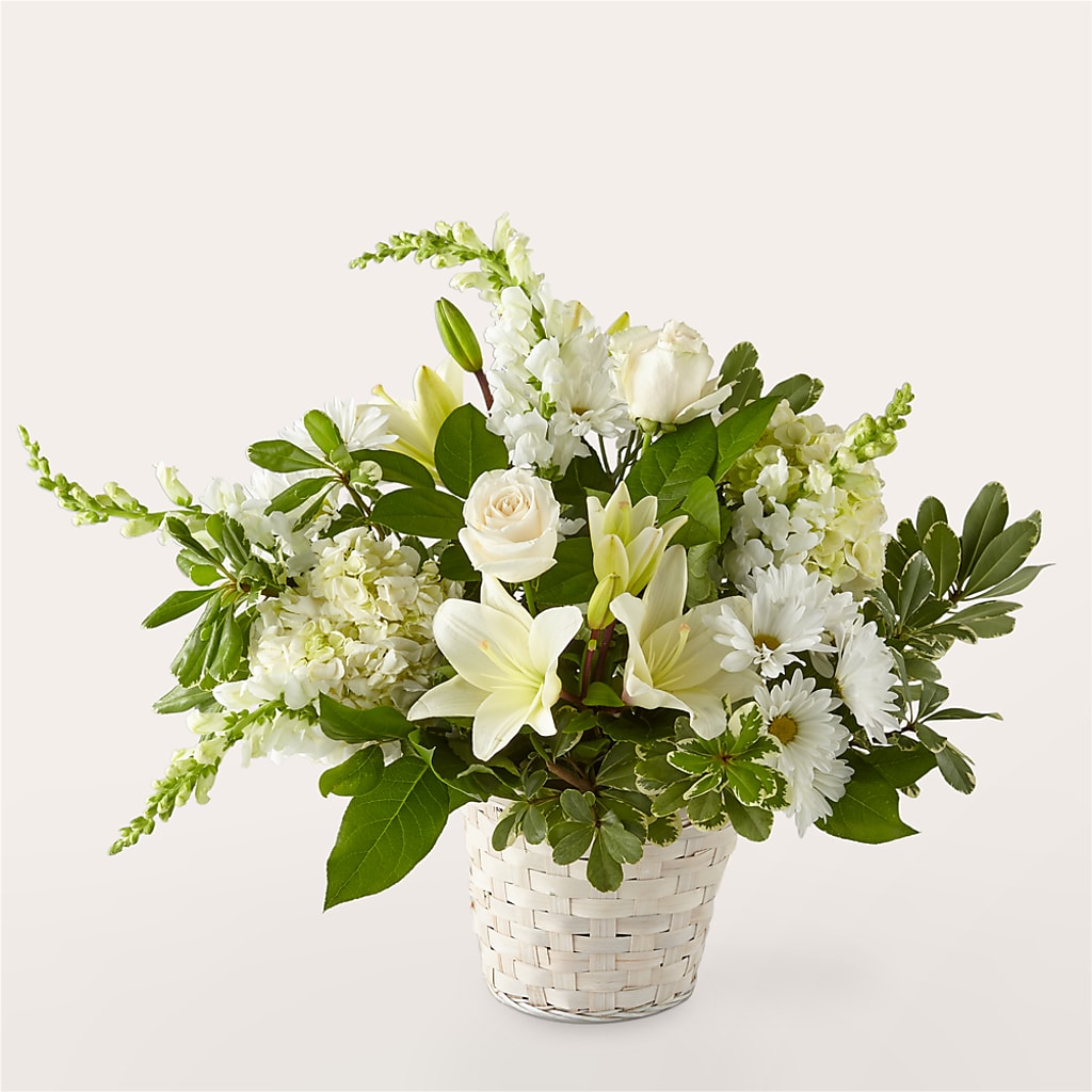 Ivory Elegance Floral Basket – ANDREW'S FLOWERS, Beaverton OR