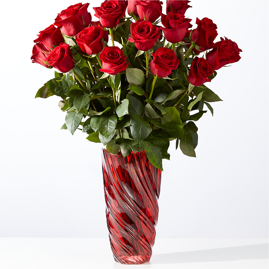 Classic Love Red Rose Bouquet with Luxe Swirl Vase – ANDREW'S FLOWERS, Beaverton OR