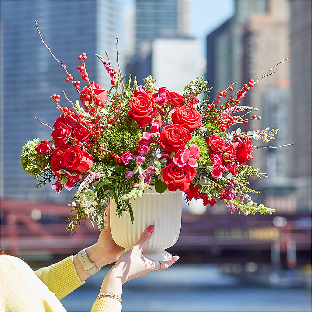 Big Red Bow Bouquet – ANDREW'S FLOWERS, Beaverton OR