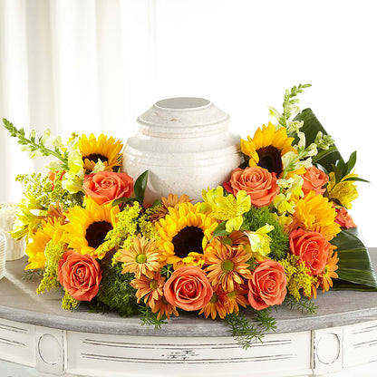 Faithful Sunflower Cremation Adornment – ANDREW'S FLOWERS, Beaverton OR