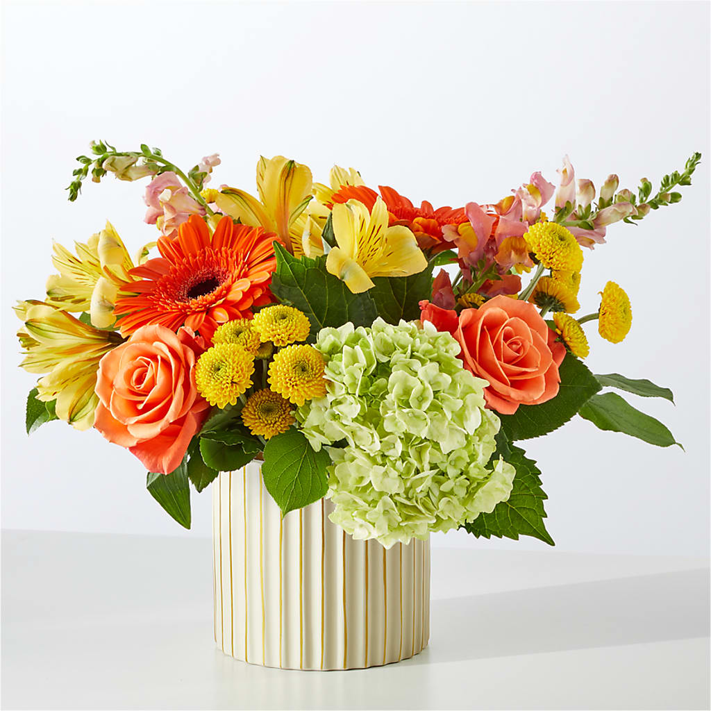 Autumn Sunshine Bouquet with Ivory Vase – ANDREW'S FLOWERS, Beaverton OR