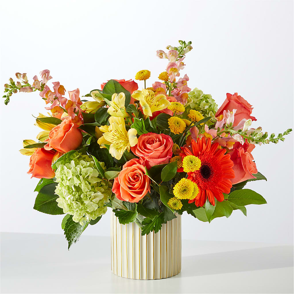 Autumn Sunshine Bouquet with Ivory Vase – ANDREW'S FLOWERS, Beaverton OR