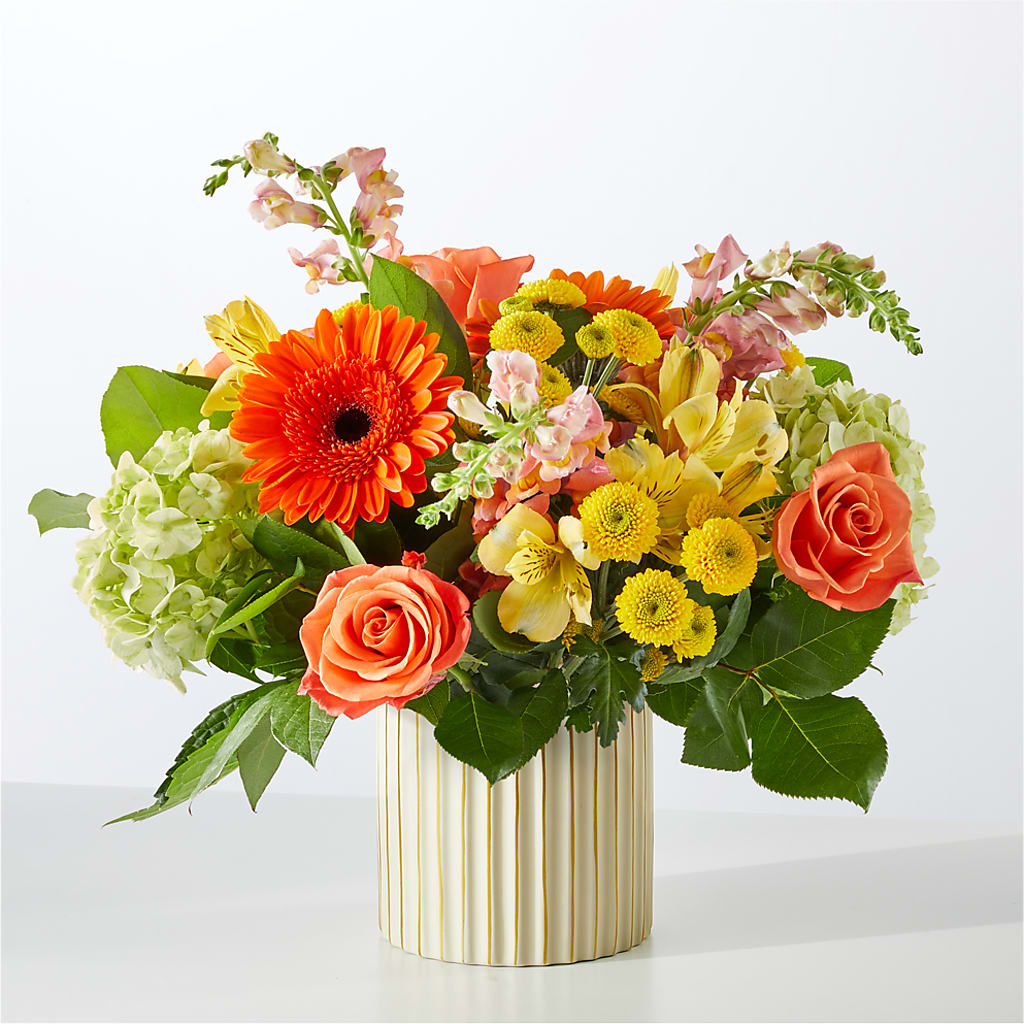 Autumn Sunshine Bouquet with Ivory Vase – ANDREW'S FLOWERS, Beaverton OR
