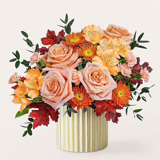 Spiced Latte Bouquet with Ivory Vase – ANDREW'S FLOWERS, Beaverton OR