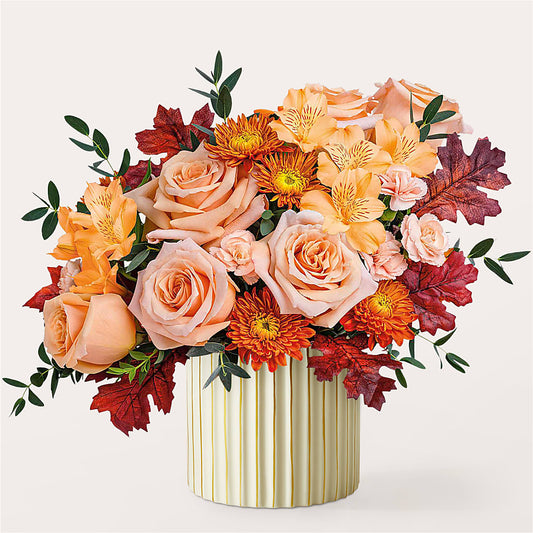 Spiced Latte Bouquet with Ivory Vase – ANDREW'S FLOWERS, Beaverton OR